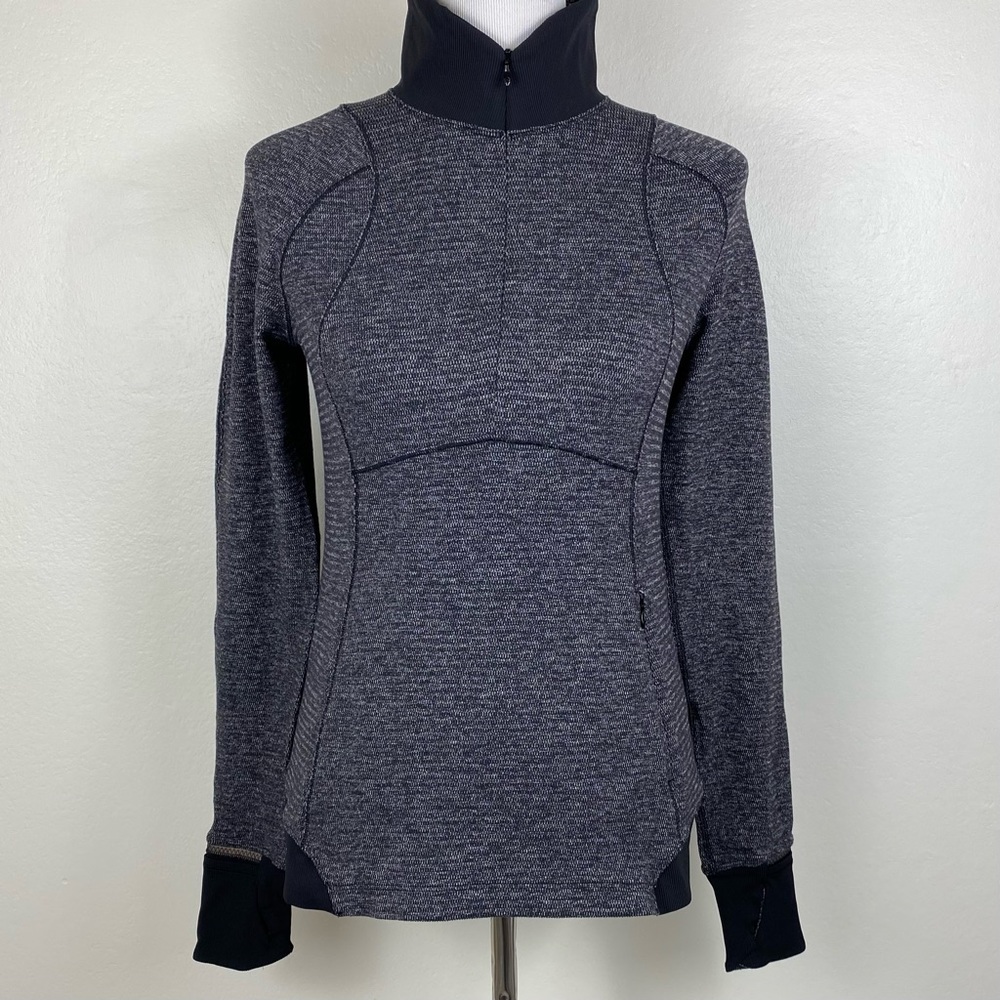 Lululemon Runderful 1/2 Zip in Mini Check Pique Black Heathered Black / Black